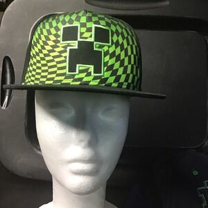 Minecraft Creeper Black Green Cap Hat Snap Adj Closure Unisex‎ Youth Hat